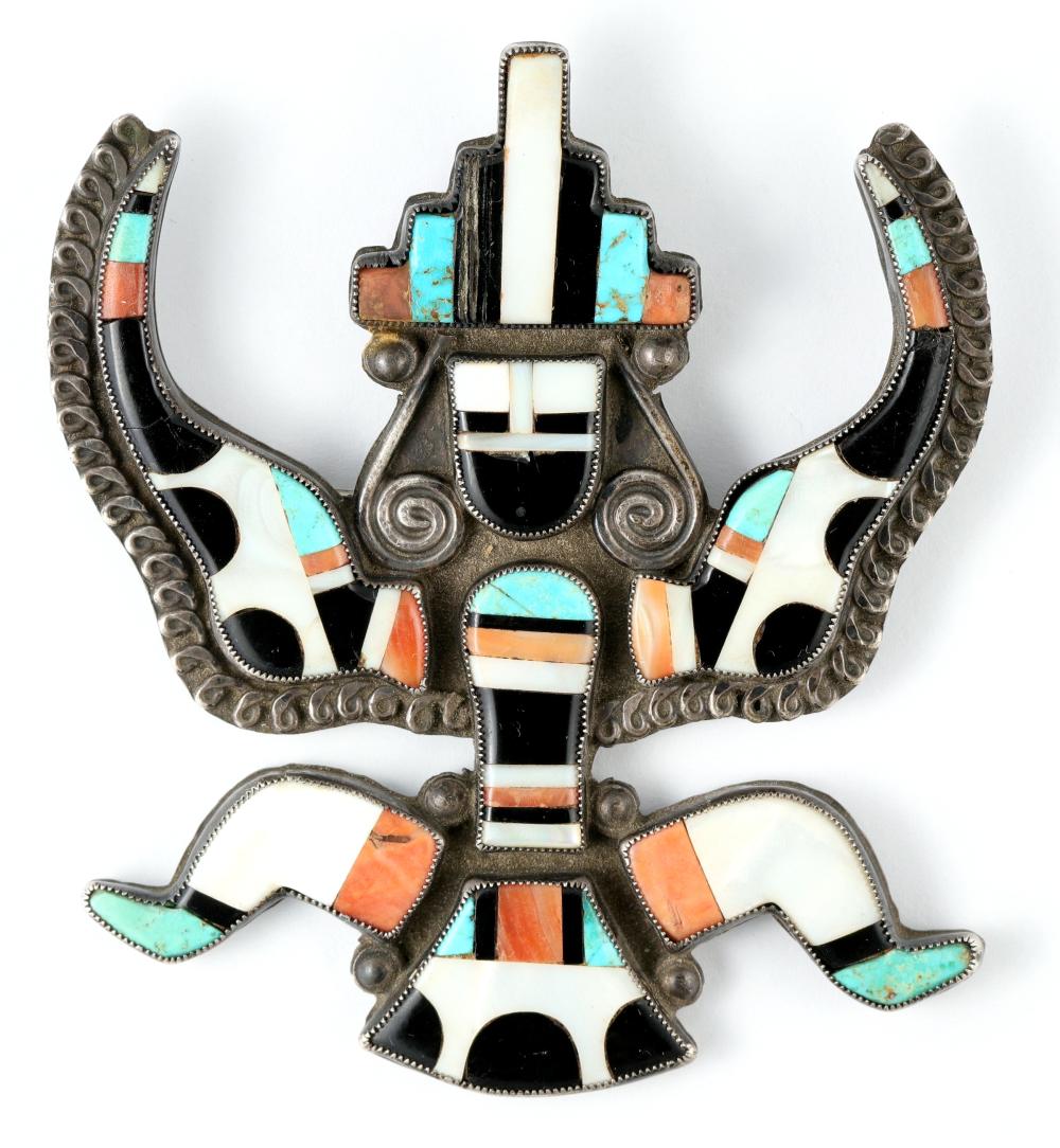 knifewing brooch pin 137132 · Holabird Western Americana · 2021-08-07 Teddy Weahkee comparable auction result: knifewing brooch pin 137132
