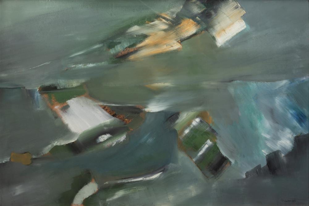 Howard Rackliffe comparable auction result: howard rackliffe am 1917 1987 fog passage oil on board framed 31 3 4 x 47 1 2 sight 32 7 8 x 48 9 16 framed