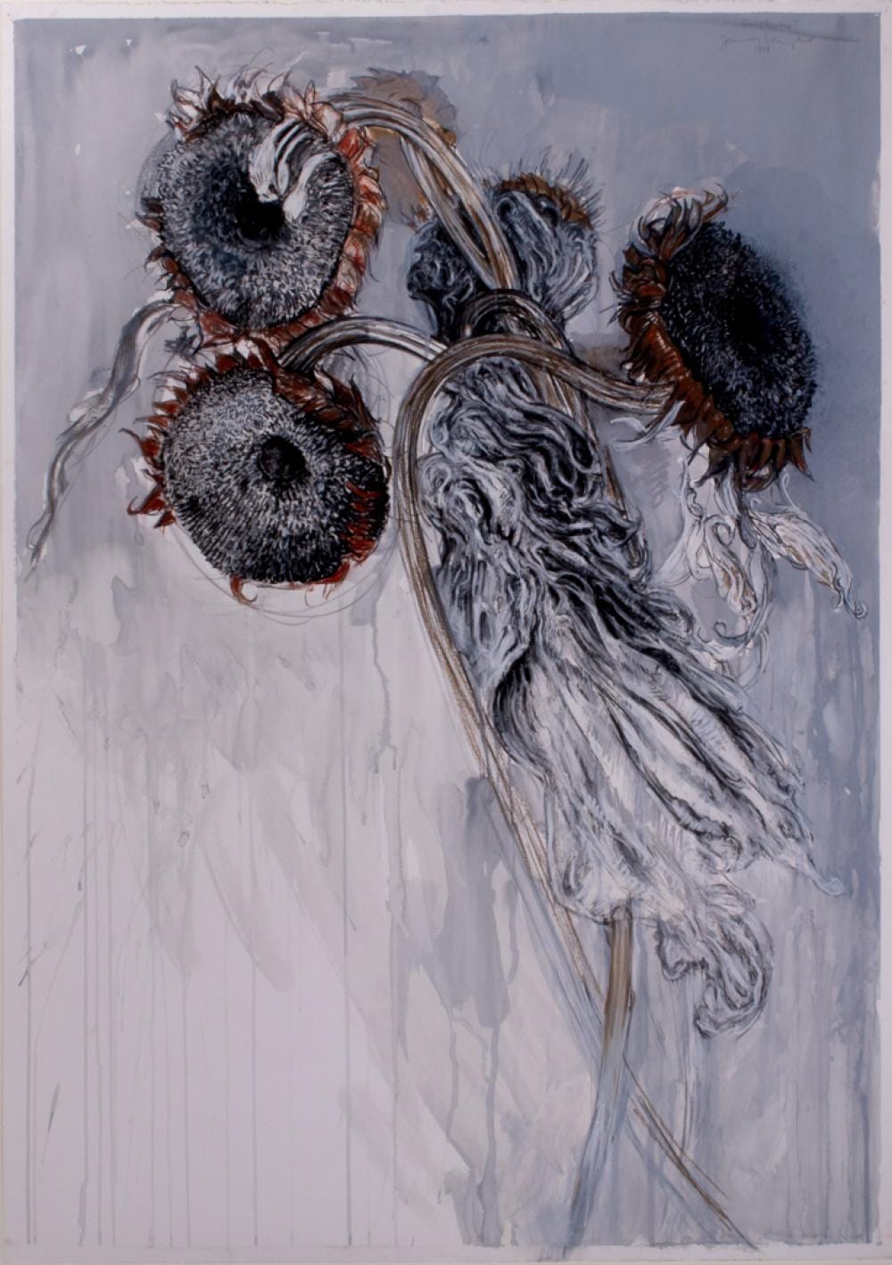 Jimmy Wright comparable auction result: jimmy wright am b 1944 sunflowers no 1 1994 pastel and watercolor on paper framed 41 x 29 1 8 actual 50 5 8 x 38 5 8 fra