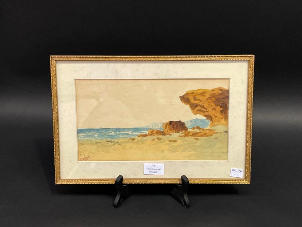 Jan DeLeener comparable auction result: jan de leener 1873 1944 coastal scene watercolour s l l approx 24cm x 37cm