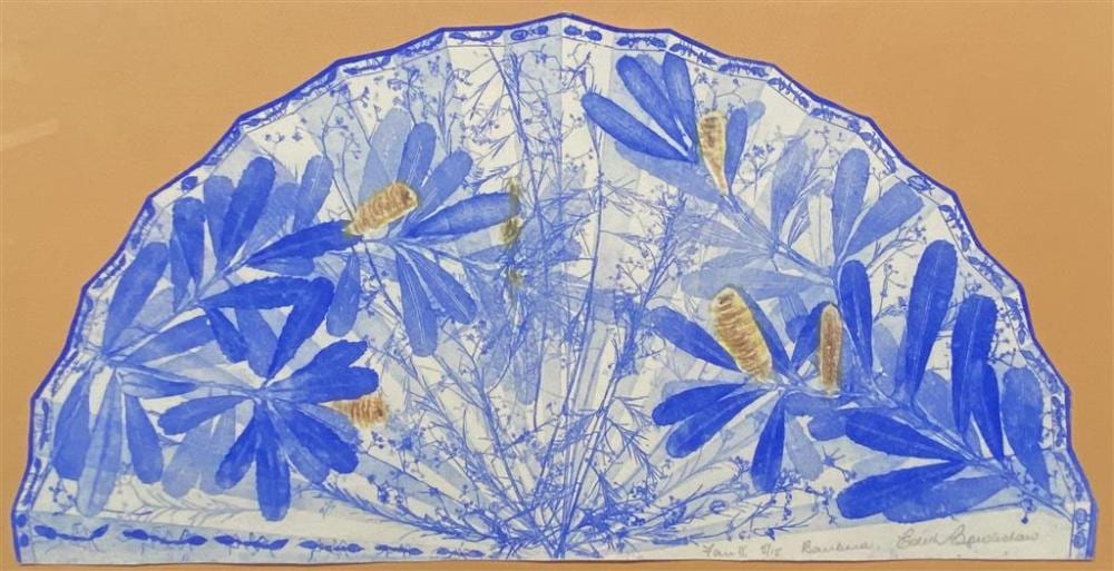 Edith Cowlishaw comparable auction result: edith cowlishaw b 1924 fan ii banksia blue etching aquatint ed 5 15