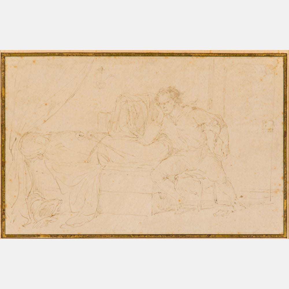Alfred Darjou comparable auction result: henri alfred darjou french 1832 1874 interior scene with figure ink on wove paper laid on mat board
