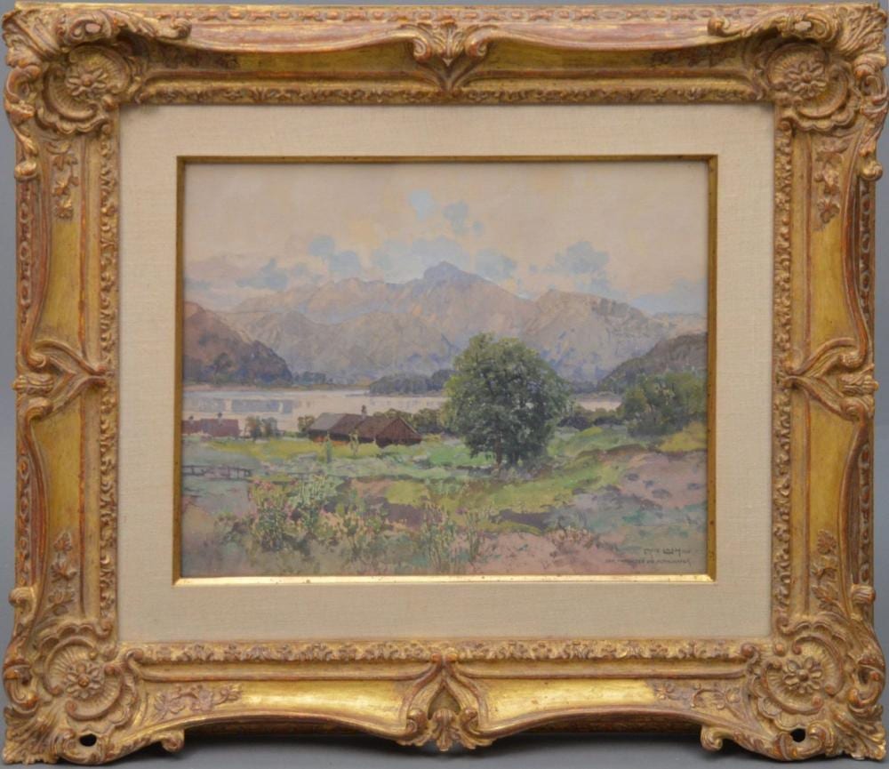 Fritz Lach comparable auction result: fritz lach austrian 1868 1933 watercolor mountain lake scene 12 1 2 x 15 inches