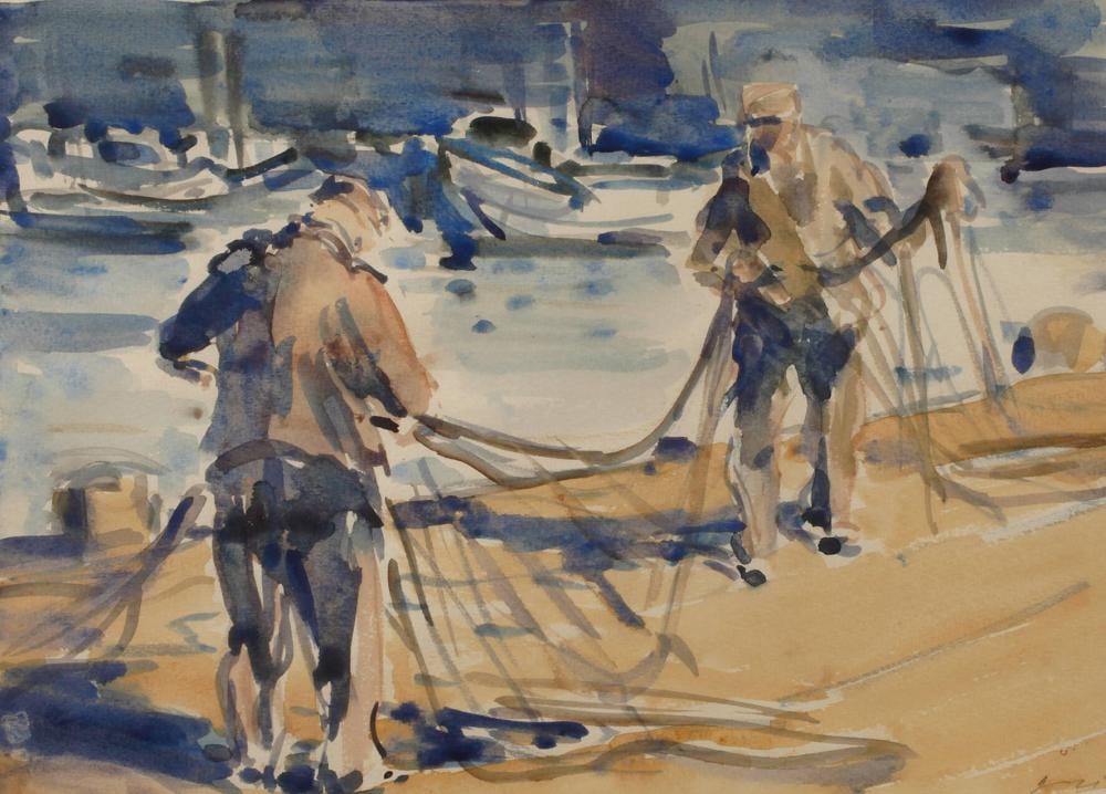 Curt Johannes Georgi comparable auction result: hanns georgi fischer beim netze flicken