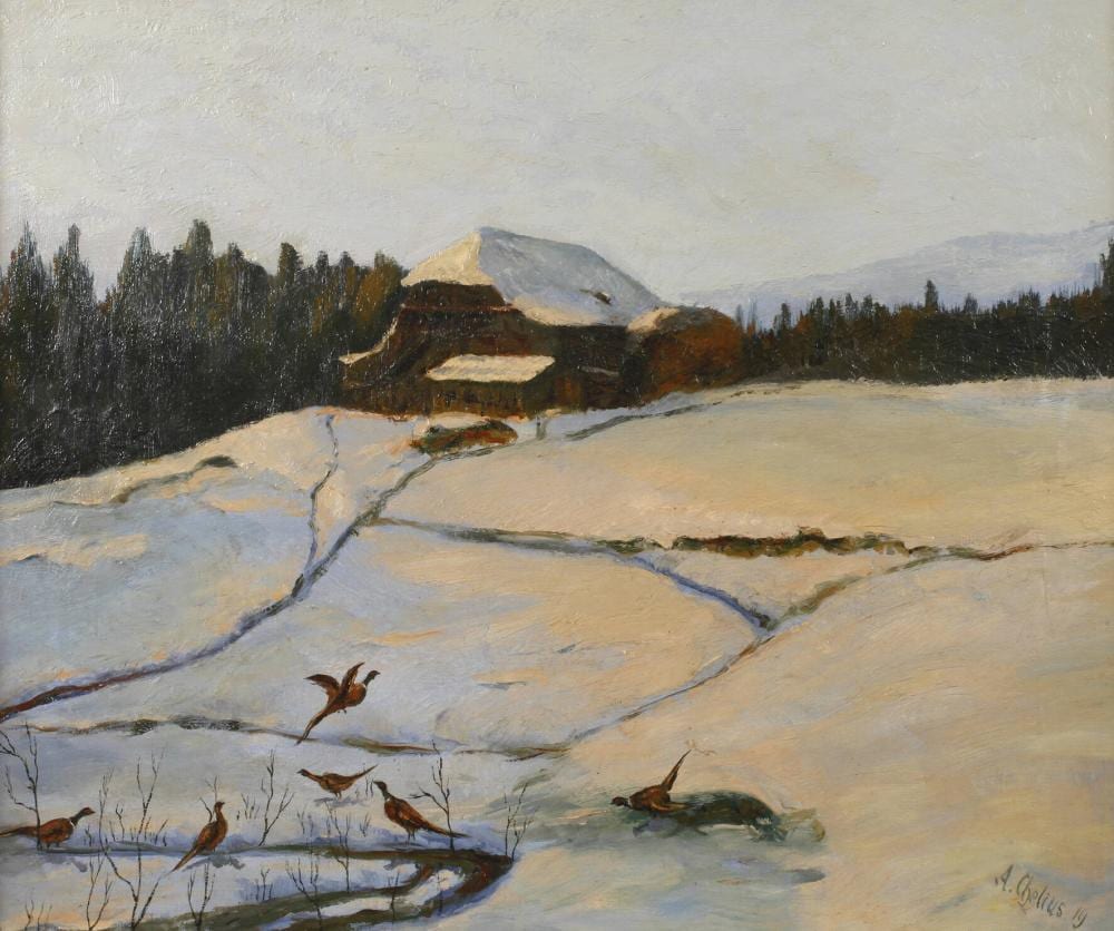 Karl Adolf Wilhelm Chelius comparable auction result: adolf chelius fasane in verschneiter landschaft