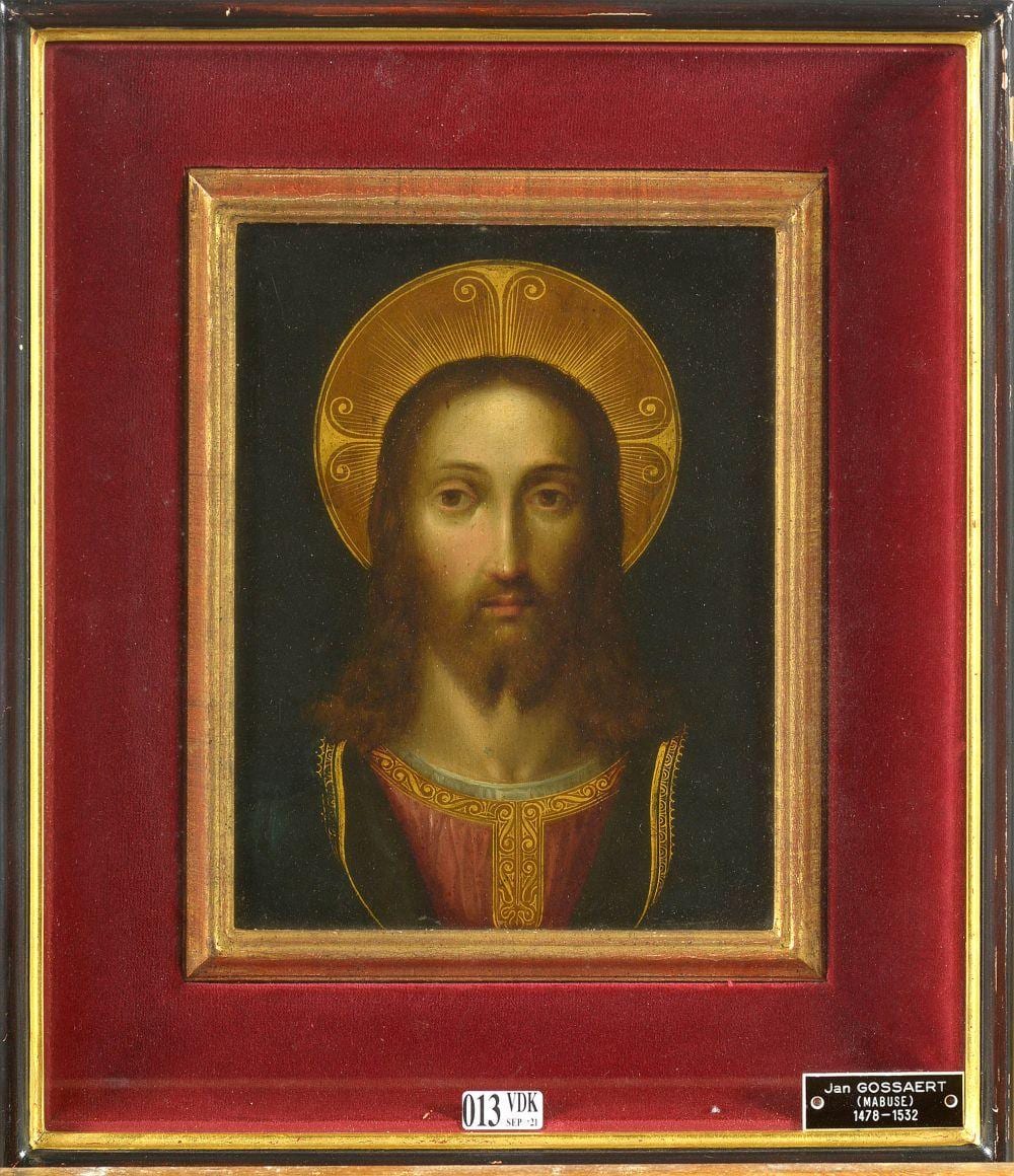 Jan (1478) Gossaert comparable auction result: huile sur cuivre le salvator mundi entourage de jan gossaert dit mabuse voir au dos la marque du p