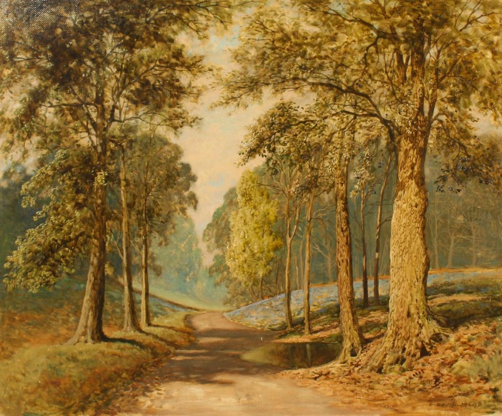 David Mead comparable auction result: david mead 1906 1986 british balcombe forrest sussex a track through the woods oil on board signed an