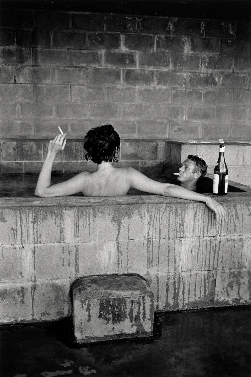 John Dominis comparable auction result: john dominis 1921 2013 steve mcqueen and his wife neile adams taking a sulphur bath california