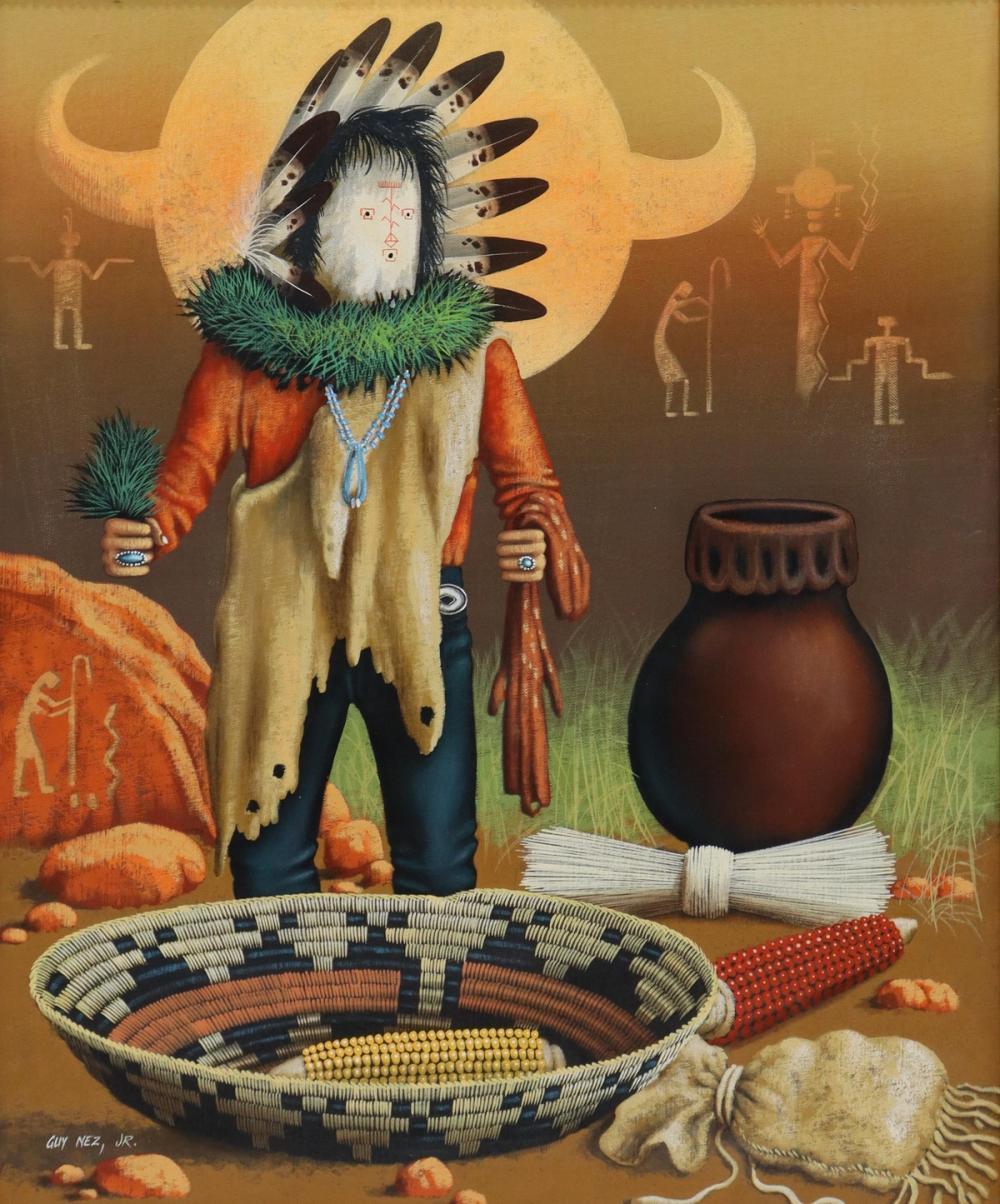 Guy Nez, Jr. comparable auction result: guy nez jr navajo b 1946 kachina painting