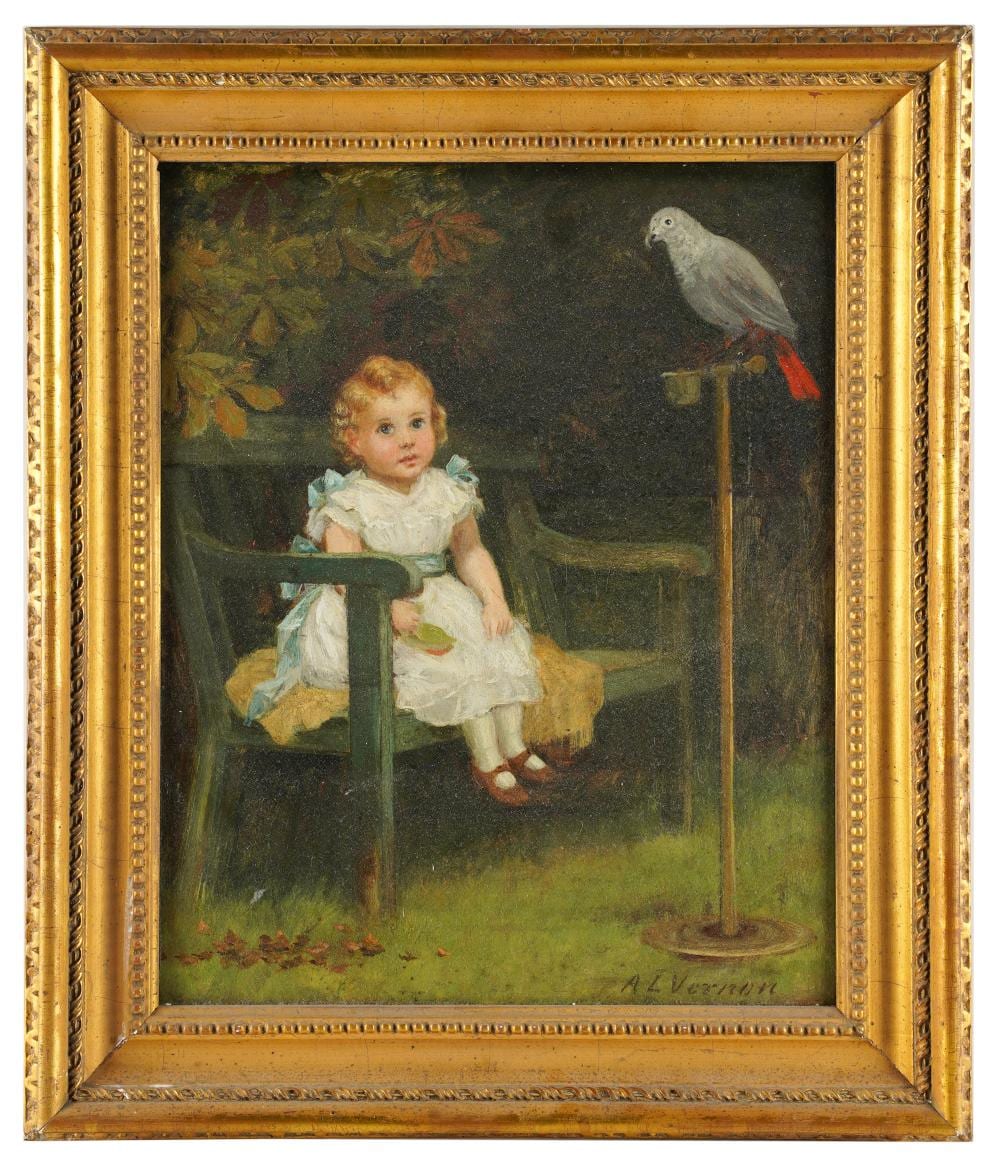 Arthur Langley Vernon comparable auction result: arthur langley vernon 1871 1922 girl with parrot