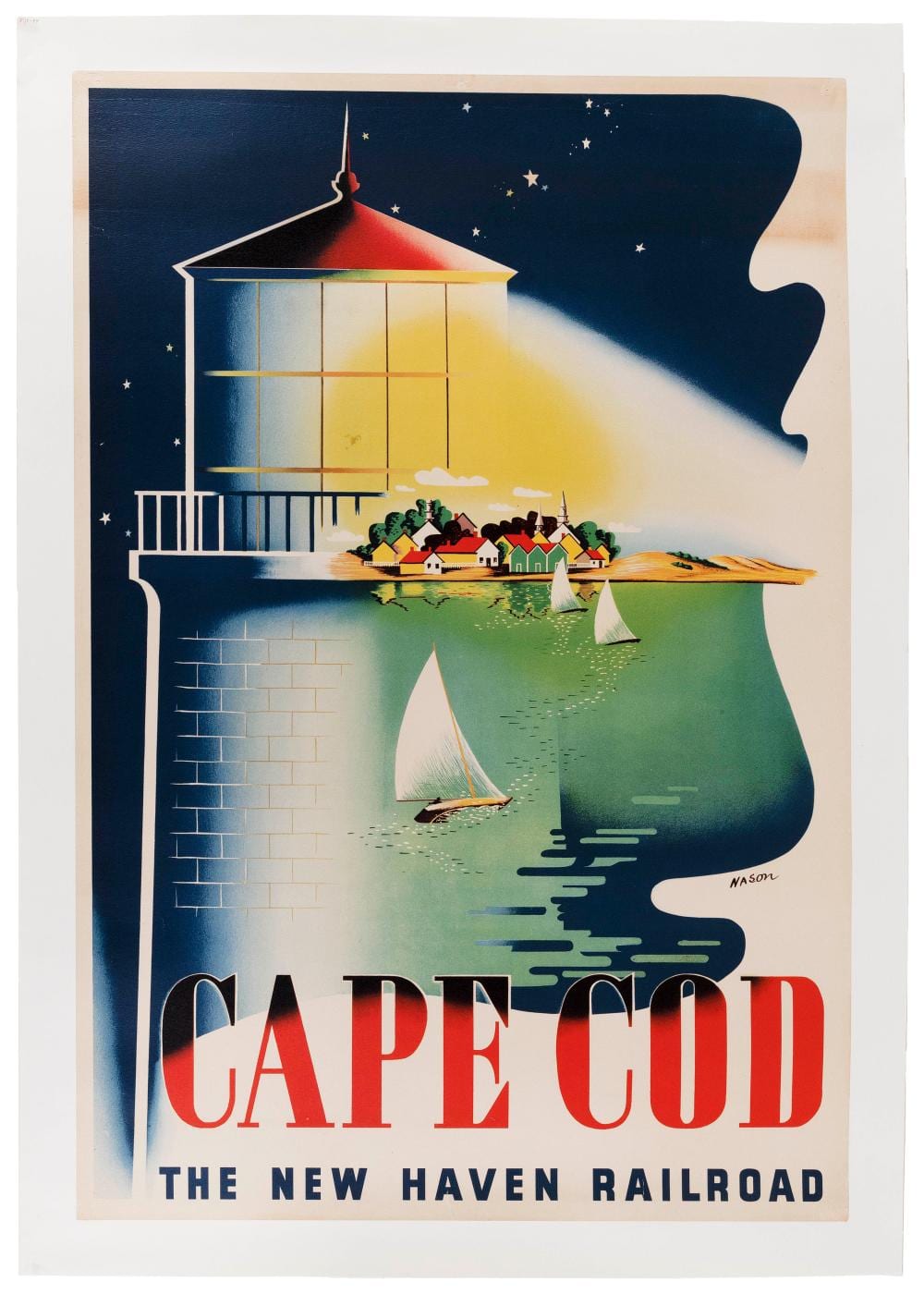 Ben Nason comparable auction result: ben nason america 20th century cape cod the new haven railroad 42 x 30 sight unframed