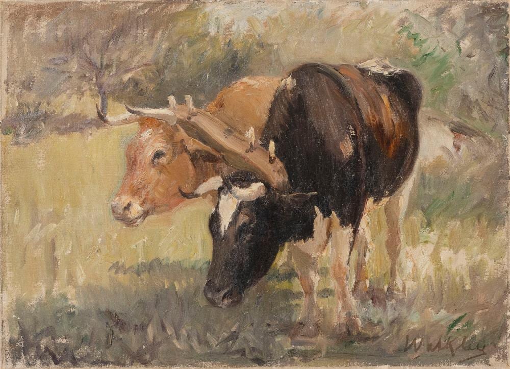 David Birdsey Walkley comparable auction result: david birdsey walkley connecticut new york ohio 1849 1934 yoke of cattle oil on canvas 15 x 21 unframed