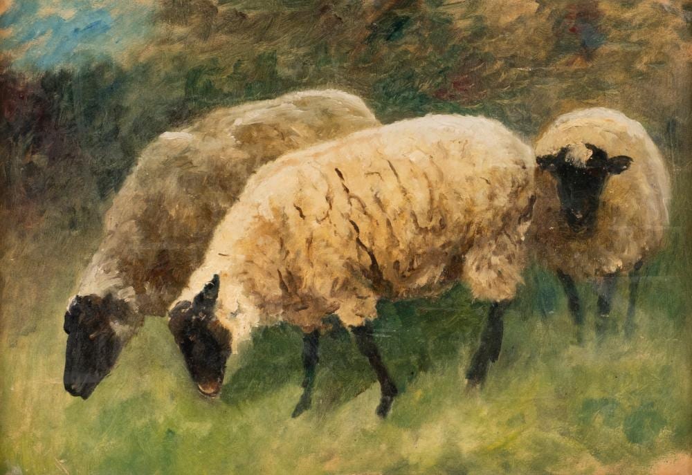 Fritz Grebe comparable auction result: fritz grebe attr weidende schafe