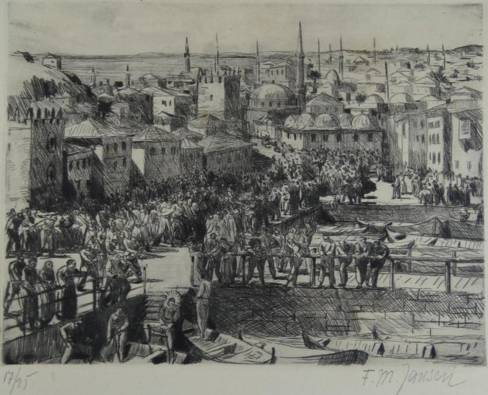 Franz Maria Jansen comparable auction result: franz maria jansen 1885 1958 orientalische stadtansicht mit zahlreichen figuren 1917
