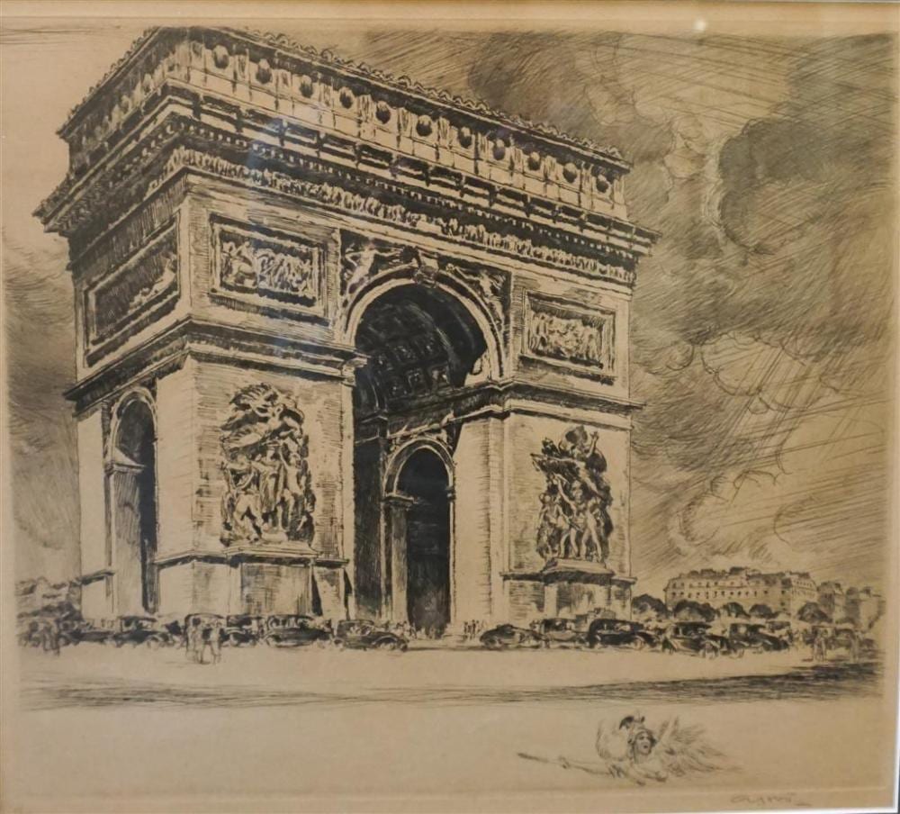 Georges Gobô comparable auction result: georges gobo american french 1876 1958 arc de triomphe etching framed 21 x 23 inches