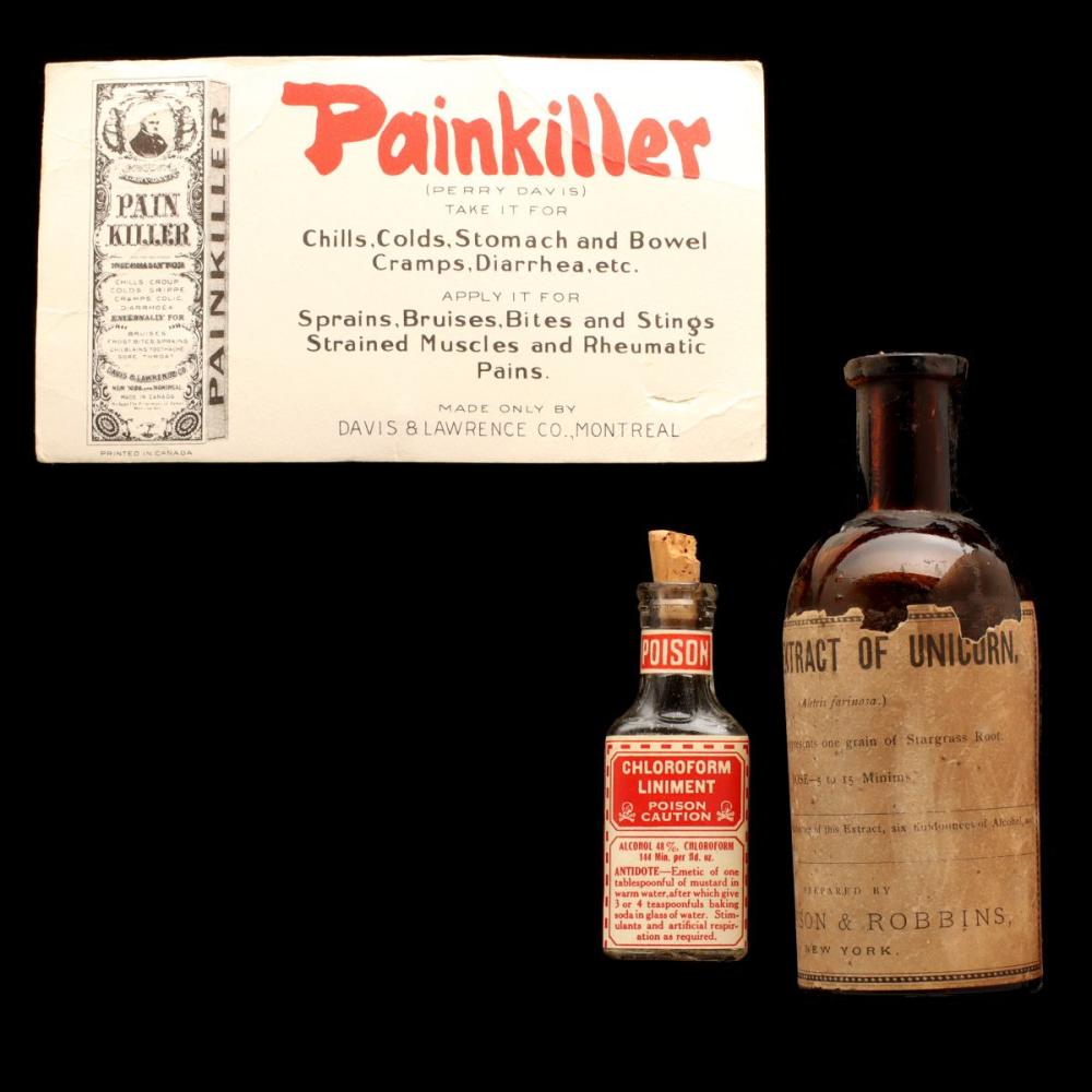 Auction comp thumbnail for ANTIQUE MEDICINE BOTTLES INCLUDING EXTRACT OF UNICORN (Dirk Soulis Auctions, Lot 490)