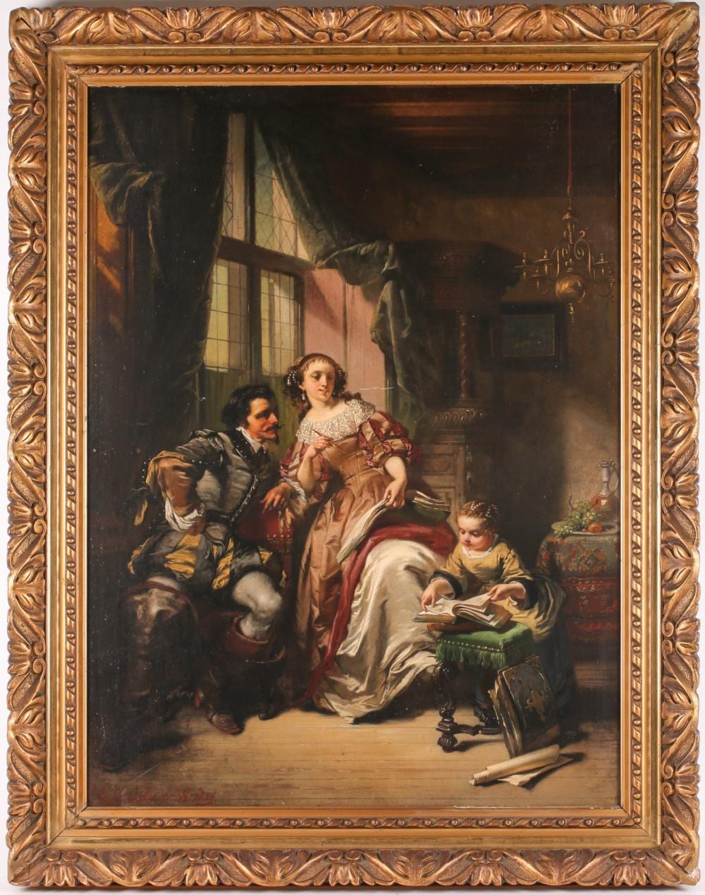 Casimir van den Daele comparable auction result: casimir van den daele 1818 1880 belgian a family in an interior setting oil on board signed and dated 1856 73 cm x 55 cm in a gilt frame