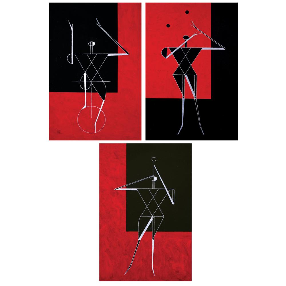 Arturo Luz(b. 1926) a) Cyclist b) Juggler c) Musician comparable sale