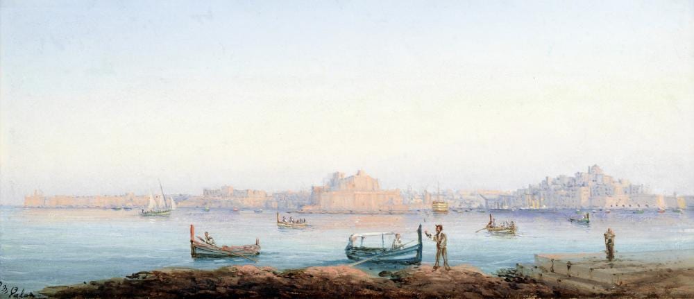Luigi Maria Galea comparable auction result: luigi maria galea maltese 1847 1917 views of valetta harbour a pair