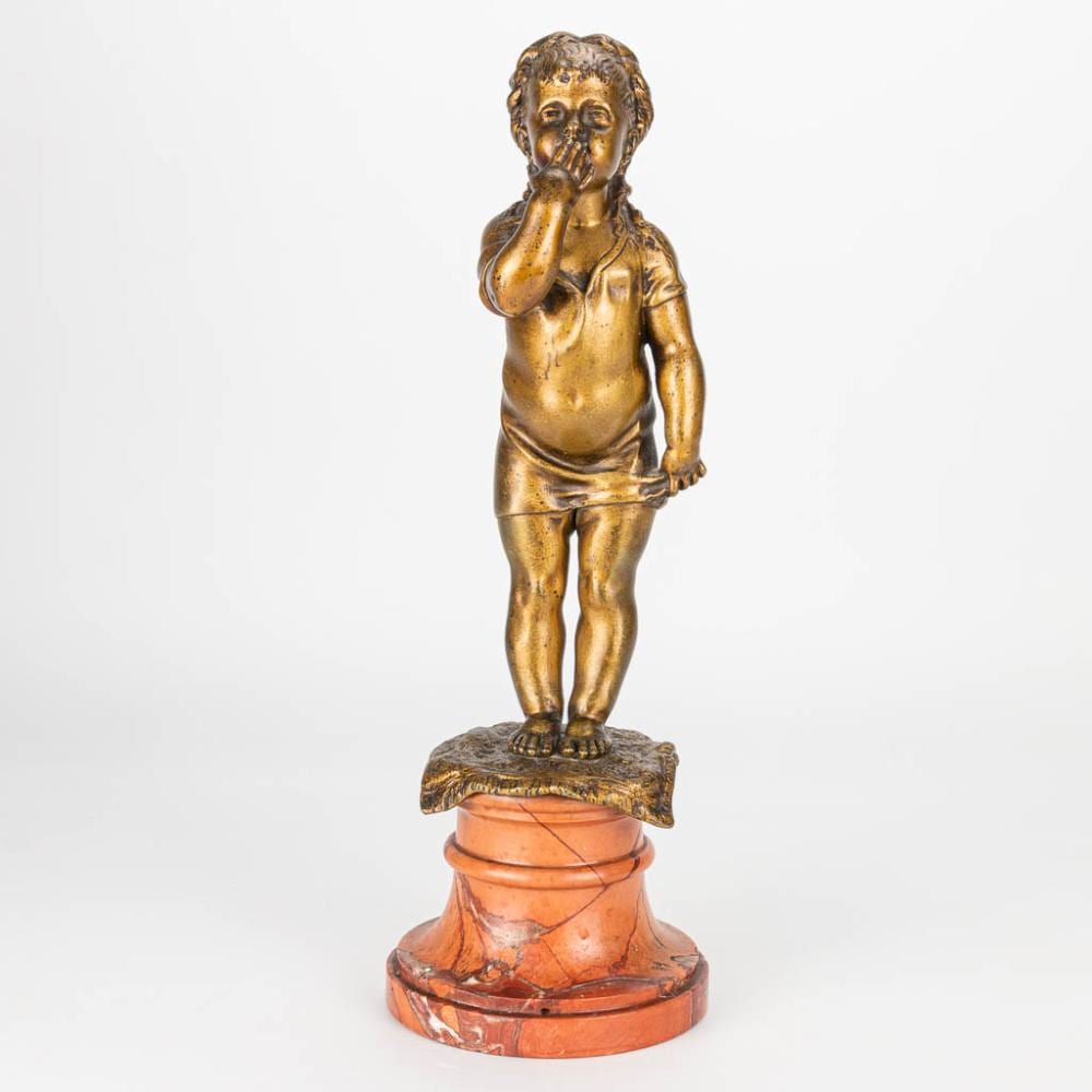 Nicolas Lecornet comparable auction result: nicolas lecornet act c 1880 1884 the girl blowing a kiss a bronze statue on marble base 12 x 12 x 35 cm