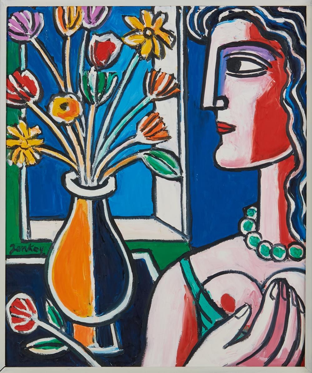 tibor jankay hungarian california 1899 1994 woman with flowers oil on masonite 24 x 20in 61 x 51cm · Andrew Jones Auctions · 2021-09-08 Tibor Jankay comparable auction result: tibor jankay hungarian california 1899 1994 woman with flowers oil on masonite 24 x 20in 61 x 51cm