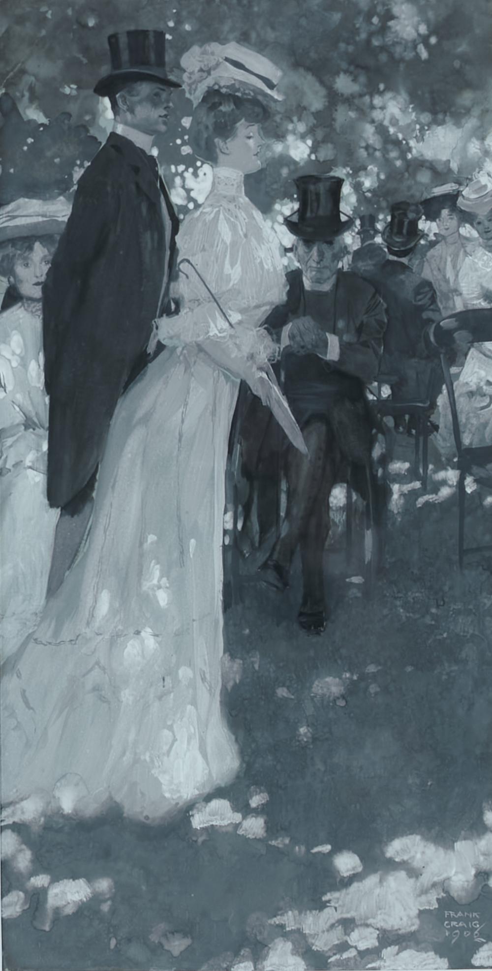 Frank Craig comparable auction result: frank craig english 1874 1918 walk in the park 1906 watercolor and gouache on paper 16 1 2 x 8 1 4in 42 x 21cm