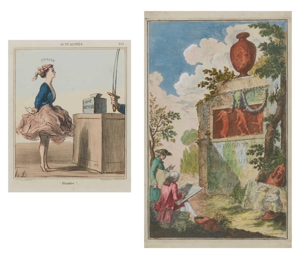 Marco Carloni comparable auction result: marco gregorio carloni italian 1742 1796 two artists sketching at an ancient roman ruin etching with later hand coloring 14 3 4 x 9 1 4in 37 5 x 23 5cm
