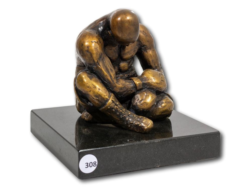 Carlos Neto comparable auction result: carlos neto sa born 1955 bronze seated boxer signed numbered 7 10 with foundry stamp 17cm including base