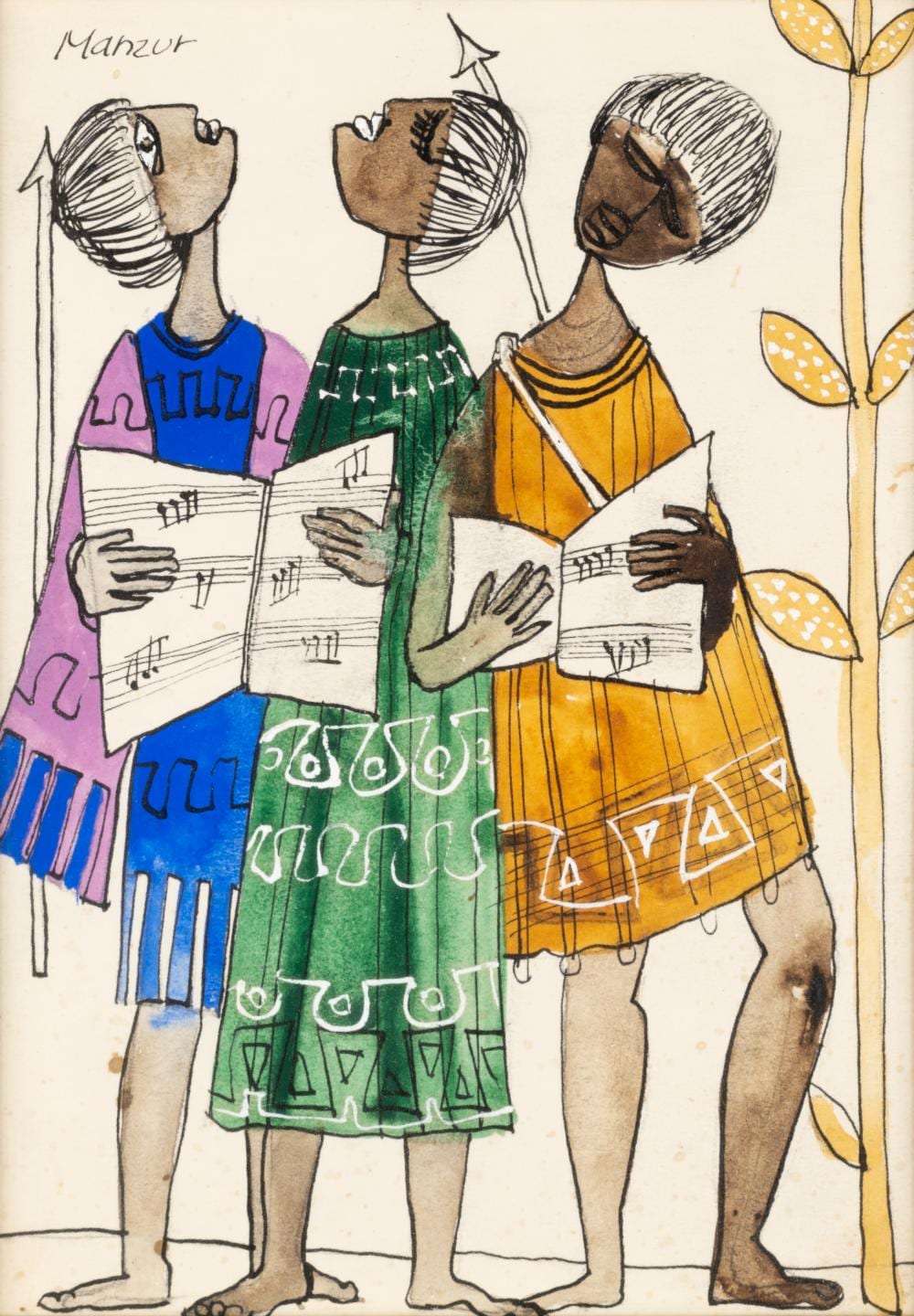 David Manzur (1929) S/T, sf. Técnica mixta sobre papel Medidas: 23.5 x 17 cm comparable sale