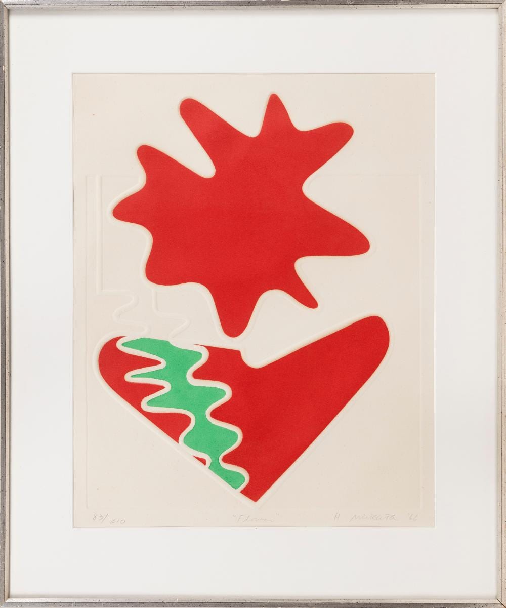 Hiroshi Murata comparable auction result: hiroshi murata japan b 1941 flower embossed intaglio print 30 x 22 framed 32 x 27