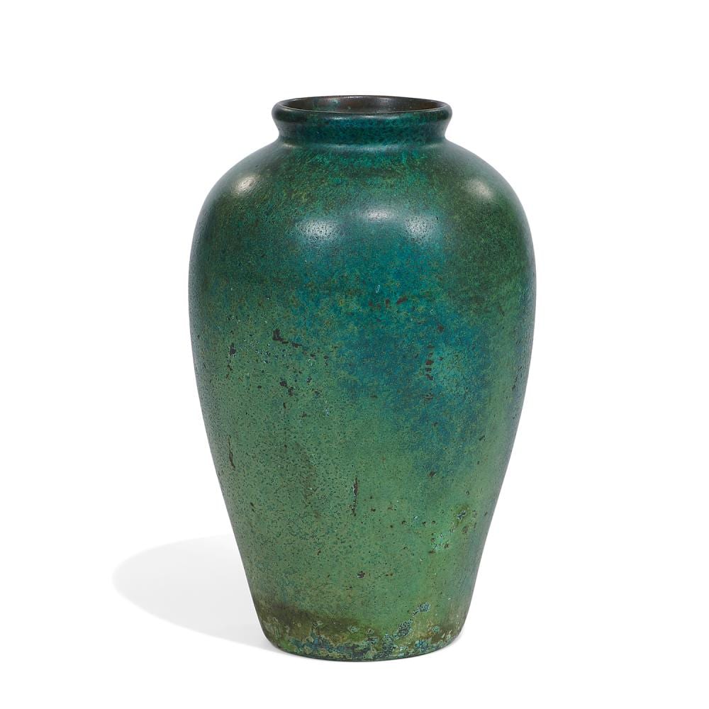 Charles Walter Clewell comparable auction result: charles walter clewell 1876 1965 for clewell metal art large vase with excellent encrusted blue green patination shape number 272