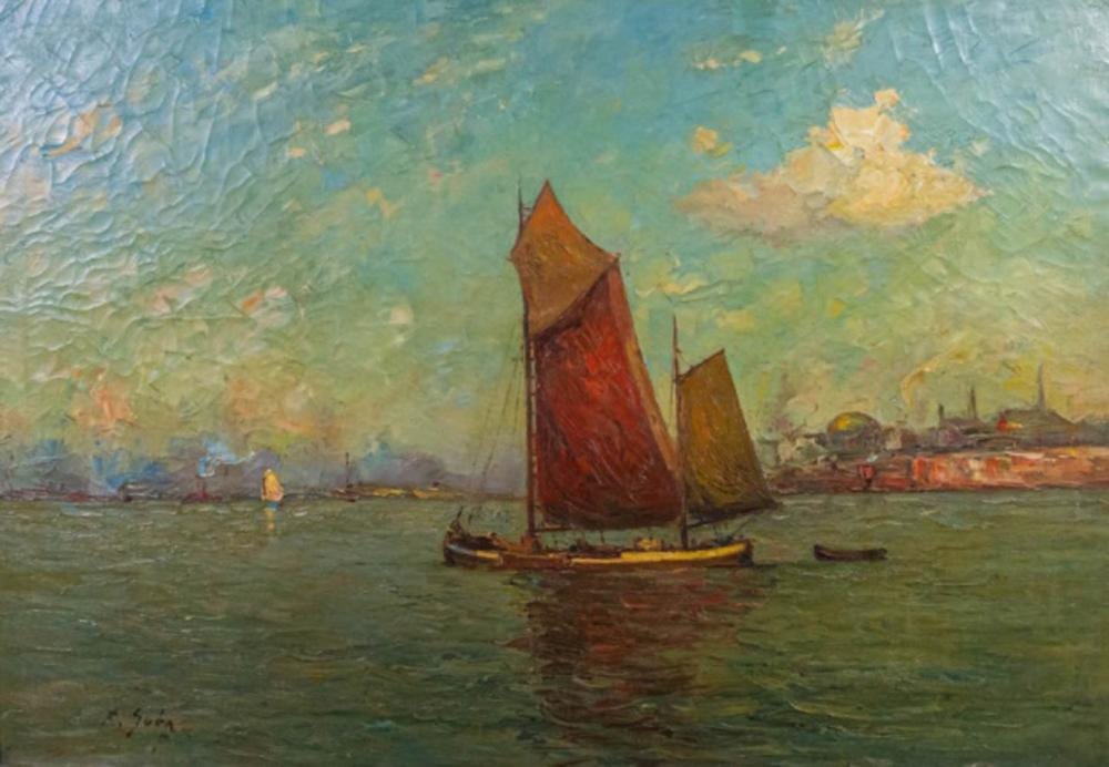 Rudolph Guba comparable auction result: rudolf anton guba oil on canvas view of bosphorus