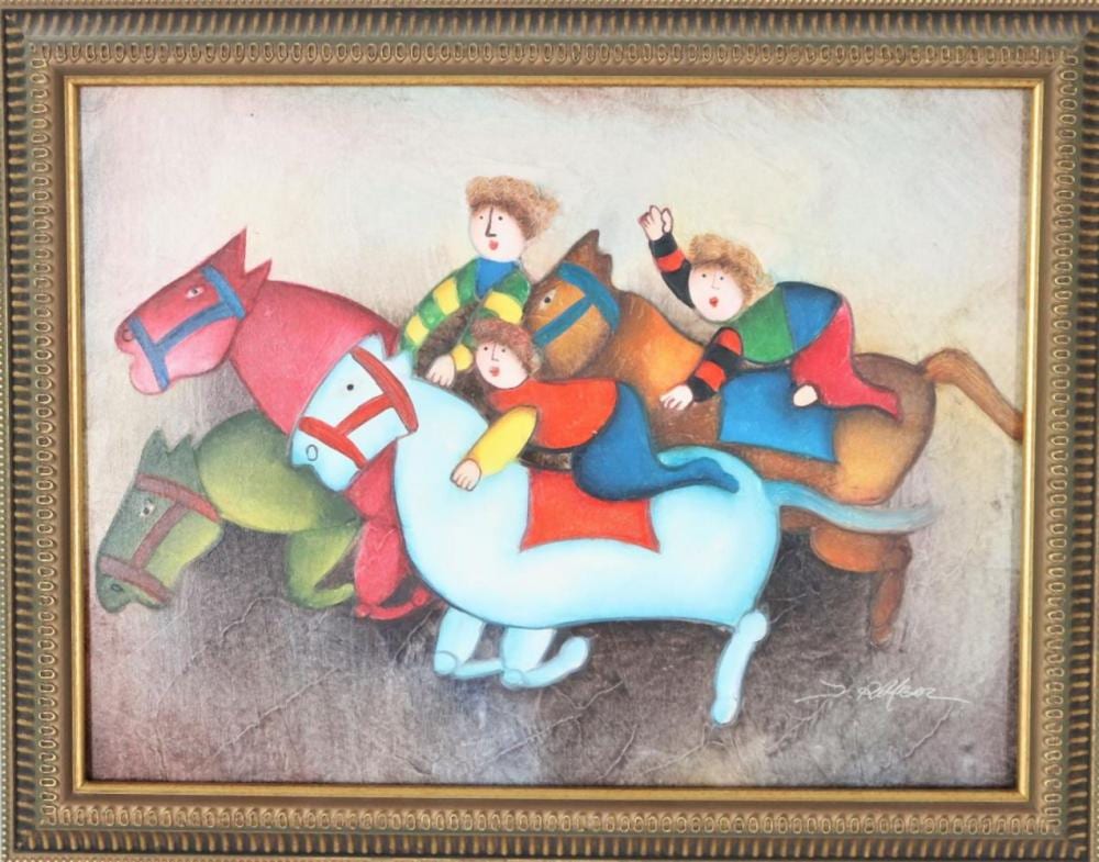 J. Roybal comparable auction result: j roybal painting of racing horses