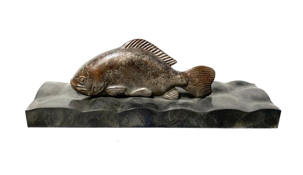 Steve Kestrel comparable auction result: steve kestrel american 20th c patinated bronze waverly koi fish sculpture