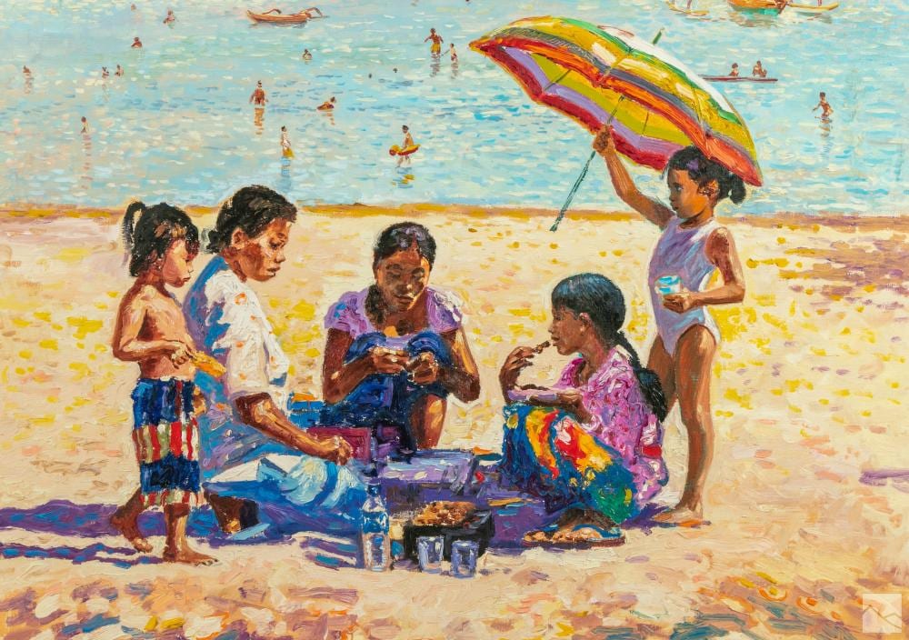 Pierre Guillaume comparable auction result: pierre guillaume b 1954 bali seascape oil painting
