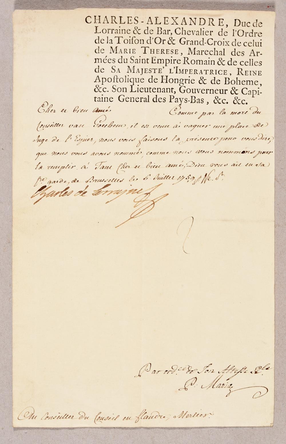 Charles Alexander comparable auction result: letter signed