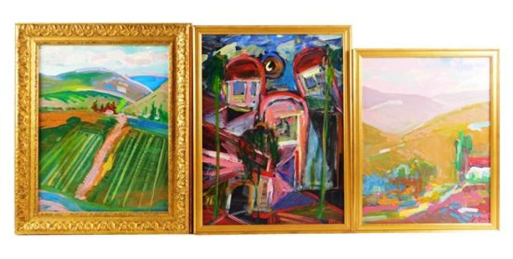 Juan Guzman-Maldonado comparable auction result: juan guzman maldonado american chile b 1948 three framed works all acrylic on panel the first monterey a rolling landscape