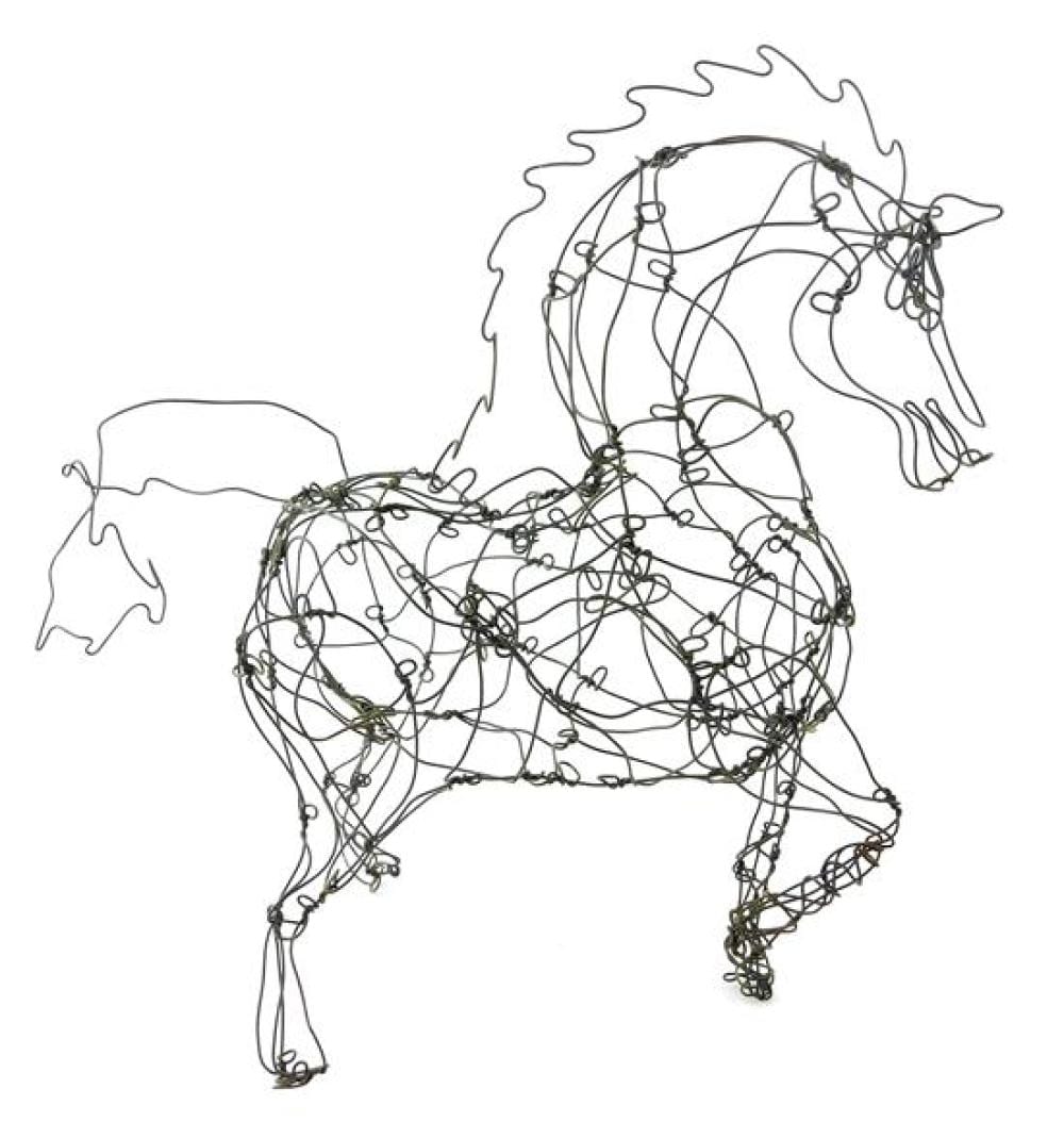Thai Varick comparable auction result: thai varick american 1941 2001 wire sculpture of horse comprised from single piece of wire with dangling heart at center crea
