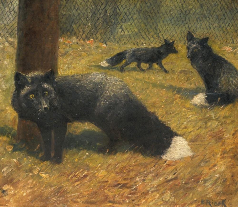 Emil Rieck comparable auction result: emil rieck silberf chse im gehege early 20th cent