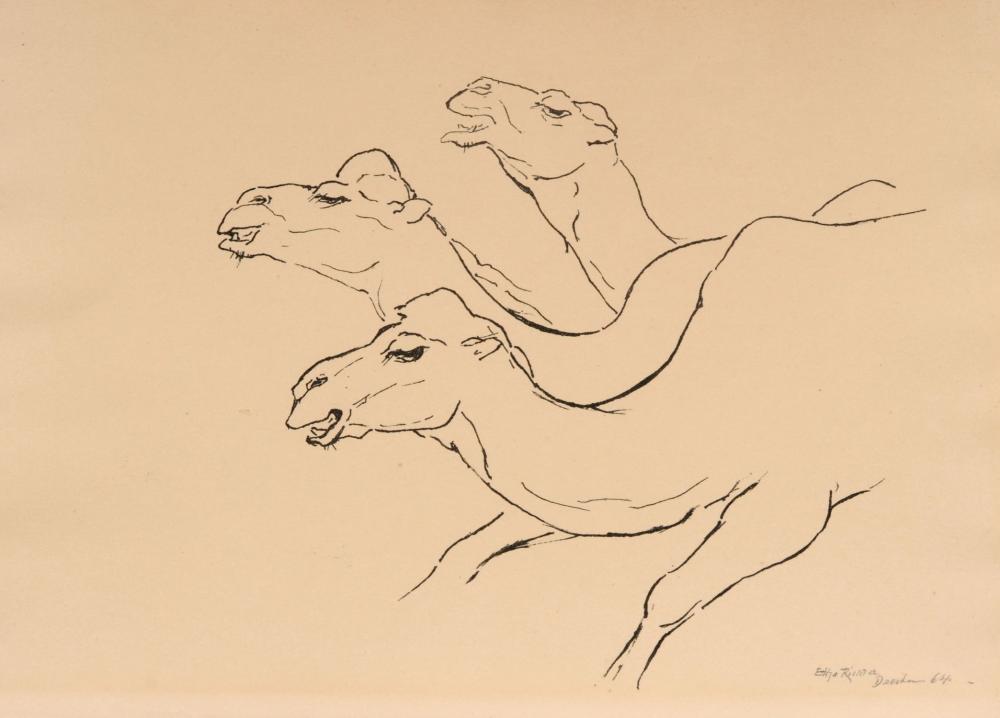 Etha Richter comparable auction result: etha richter kamelkopf kamel katzenkopf hase w stenspringmaus drei kamele wohl um 1964 1967
