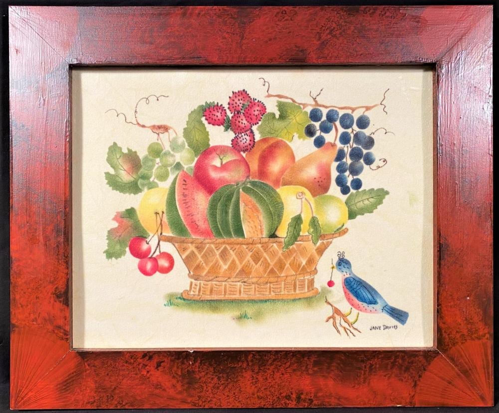 Jane Davies comparable auction result: jane davies original theorem titled fruit with melons measures 15in x 18in
