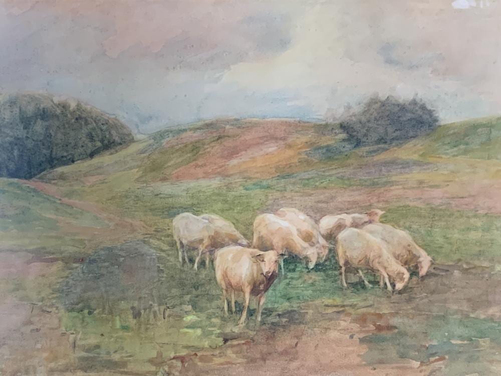 Charles Eugene Moss comparable auction result: charles e moss watercolor of sheep
