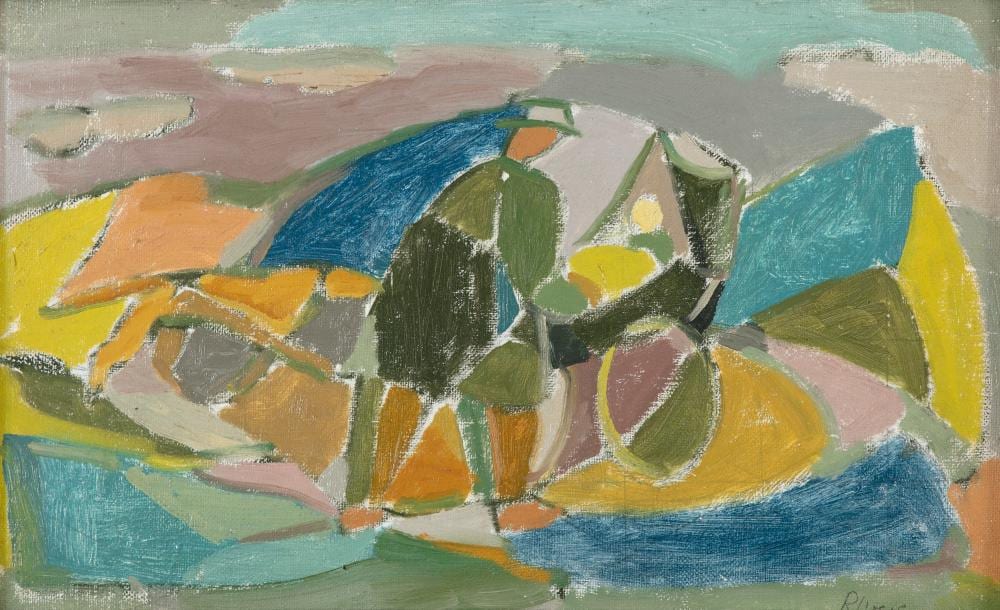 Elizabeth Joyce Rivers comparable auction result: elizabeth rivers 1903 1964 figure pushing pram oil on board 23 5 x 39cm 9 x 15 signed
