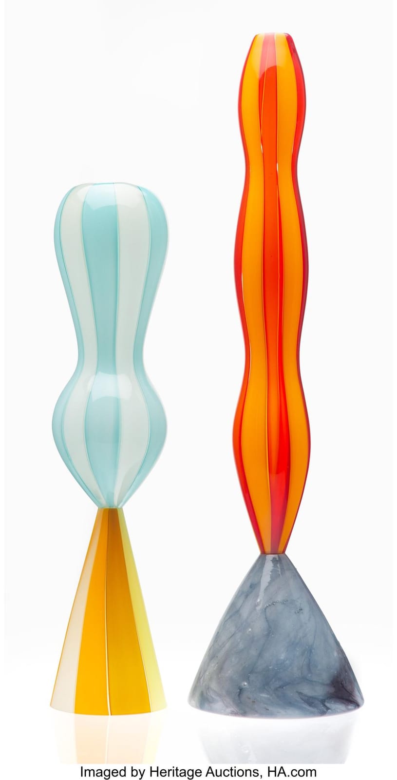 David Levi comparable auction result: david levi american b 1959 two vases circa 1997 glass 38 x 10 1 4 inches 9