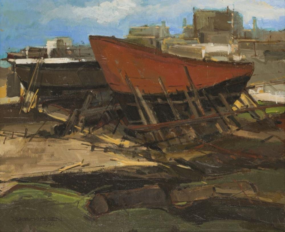 Johannes Cornelis Antonius Michielsen comparable auction result: jan michielsen breda 1939 2010 a slipway with ships hulls