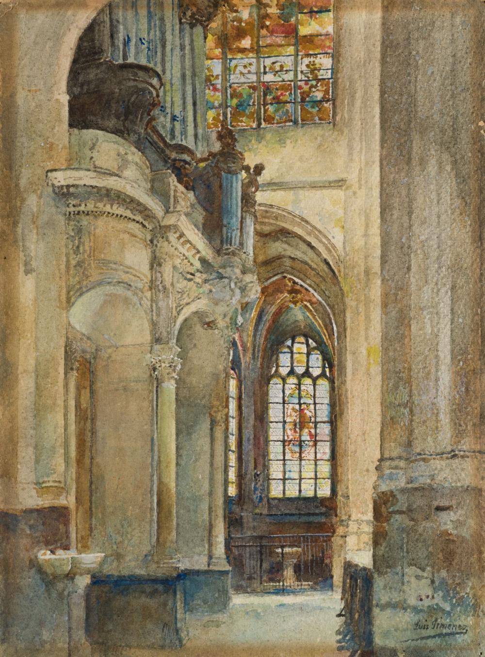 Luis Jimenez Aranda comparable auction result: luis jimenez aranda 1845 1928 view of the organ and baptismal chapel of saint gervais et saint protais paris