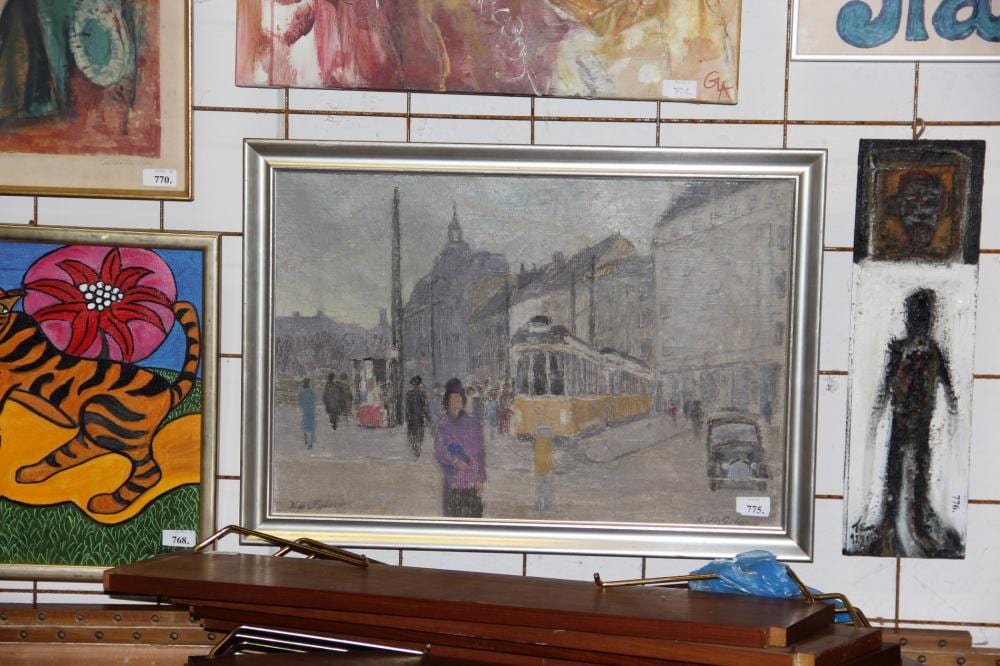 Herdis Gelardi comparable auction result: herdis gelardi 1916 1961 gadeparti olie p l rred 42 x 62 cd