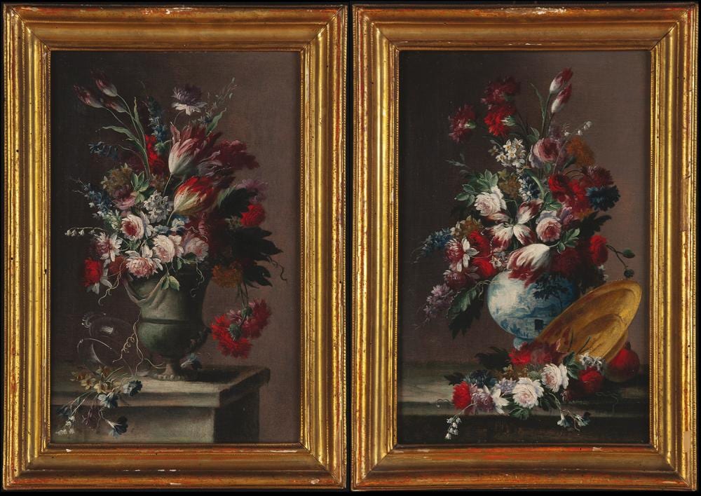 Gasparo Lopez comparable auction result: pair of flower vases