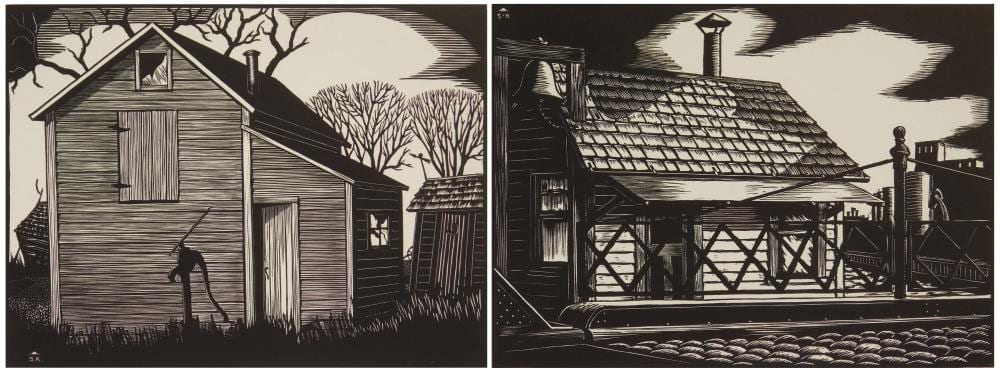 Sheffield Harold Kagy comparable auction result: 2 sheffield kagy linocuts