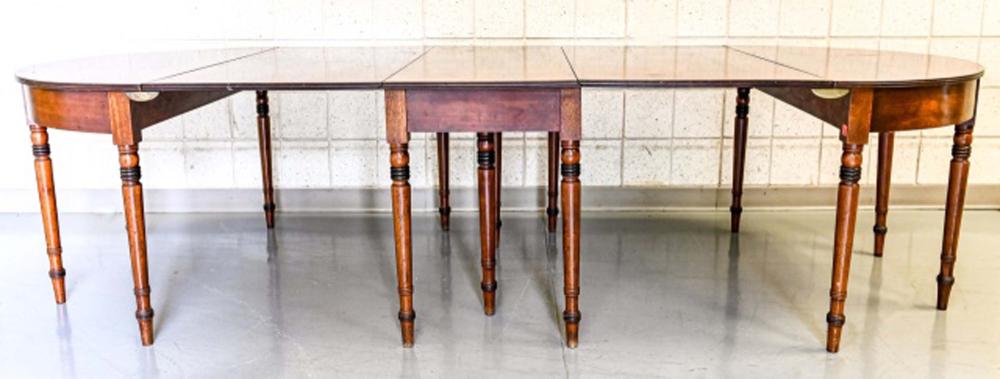 Auction comp thumbnail for Antique English Mahogany Dining Table w Demi Lune Ends (Greenwich Auction, Lot 440)
